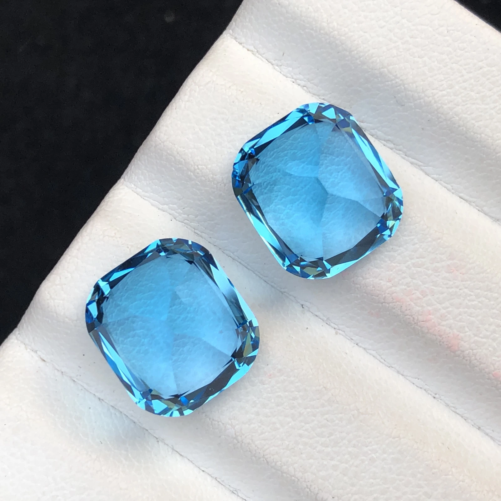22.10ct Natural Swiss Blue Pair Cushion Shape Loose Gemstone — view 3
